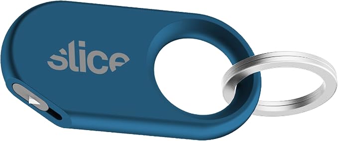 Slice Slicer Pro Box Cutter | Ceramic Keychain Knife and Heavy Duty Micro Cutter | Lasts 11x Longer than Metal | Titanium Blue