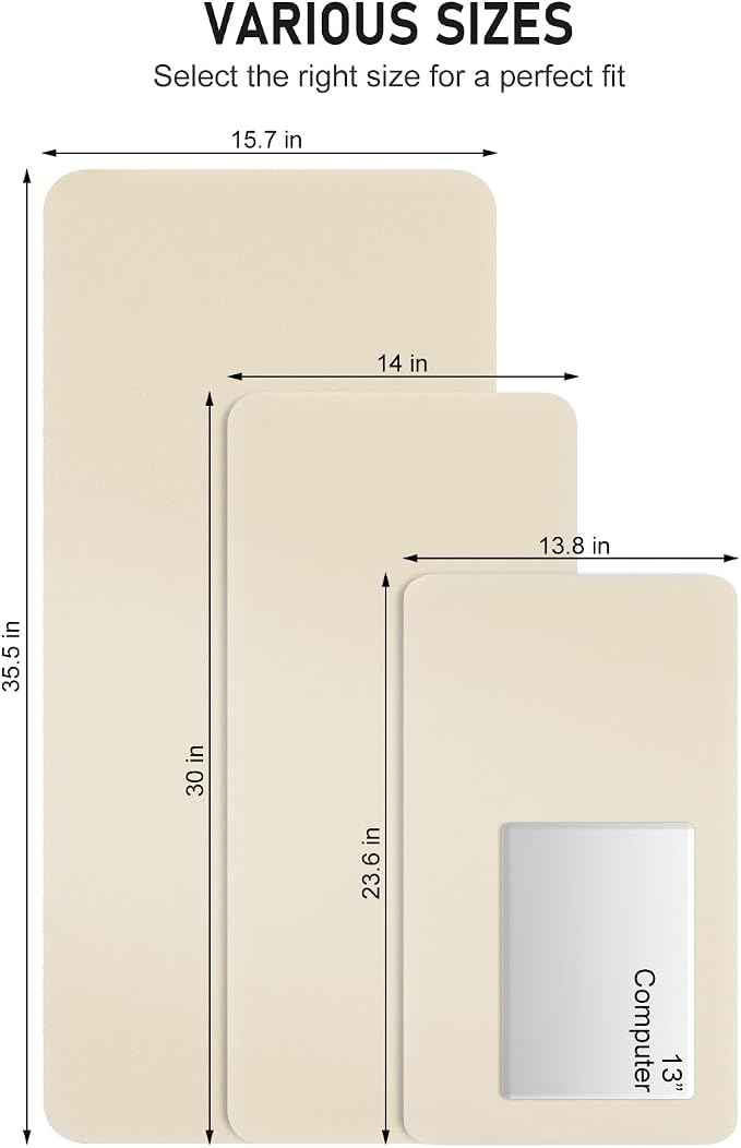 Desk Pad, 23.6" x 13.8" PU Leather Non-Slip Desk Mat Large Mouse Pad for Desktop, Waterproof Laptop Computer Writing Mat for Office, Home, Work, Gaming, Beige