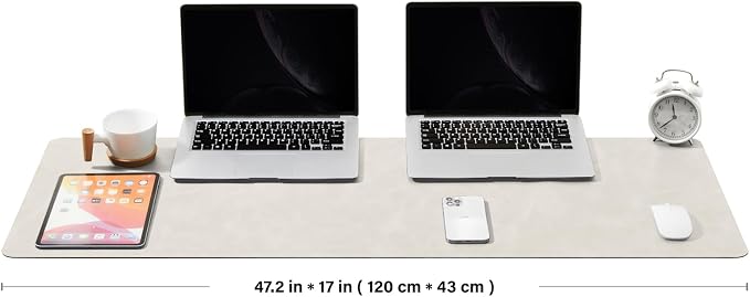 Distressed Leather Desk Mat - Non-Slip PU Desk Pad for Office and Home - Desk Organization and Accessories - Ideal for Large Mouse Pad and Desk Mats on Top of Desks(Sandstone,47.2"x 17")