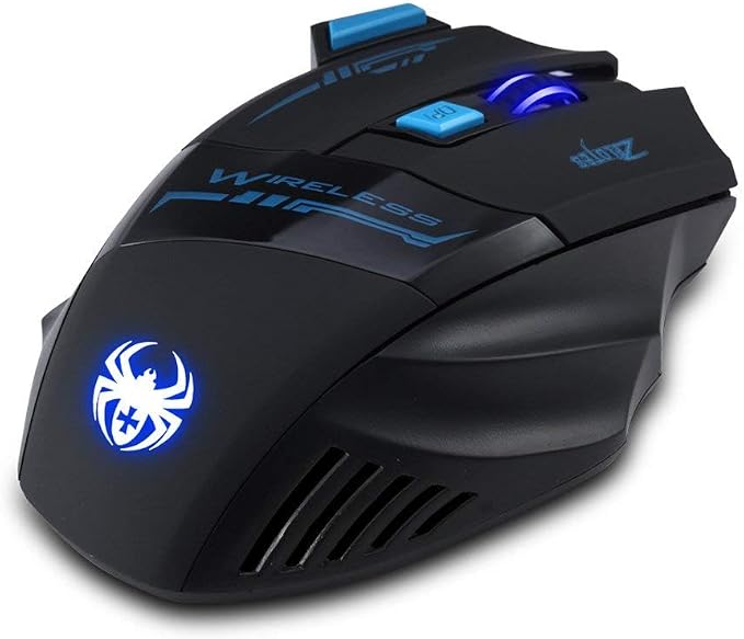 zelotes Wireless Gaming Mouse, 4000 DPI, 7 Buttons, 2.4GHz with USB Receiver, Energy Saving, LED, Ergonomic Cordless Mouse for Office/Gamer, Compatible with Laptop/PC (Black)