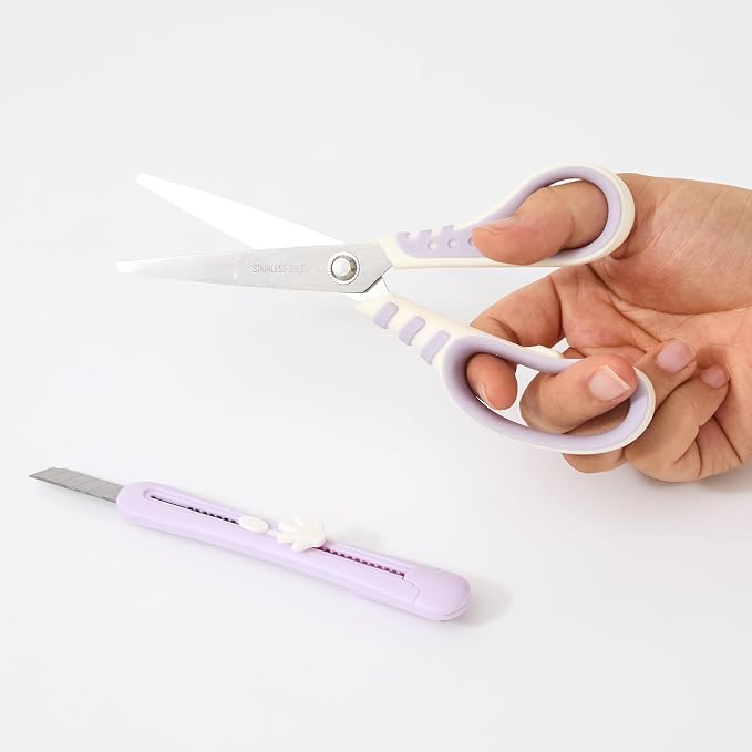 Purpose scissors kit with Box Cutter Retractable Crafts scissors with Ultra Sharp Blades and Comfort Grip Handles, Cute Box Cutters for Office, Home, Arts Crafts, Cartons, Cardboard, Paper