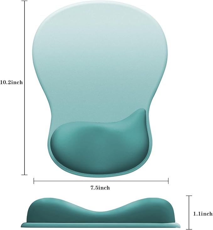Mouse Pad with Wrist Rest,Ergonomic Mouse Pad with Comfortable Gel Wrist Rest Support and Non-Slip PU Base for Easy Typing Pain Relief, Durable and Washable (Blue White)