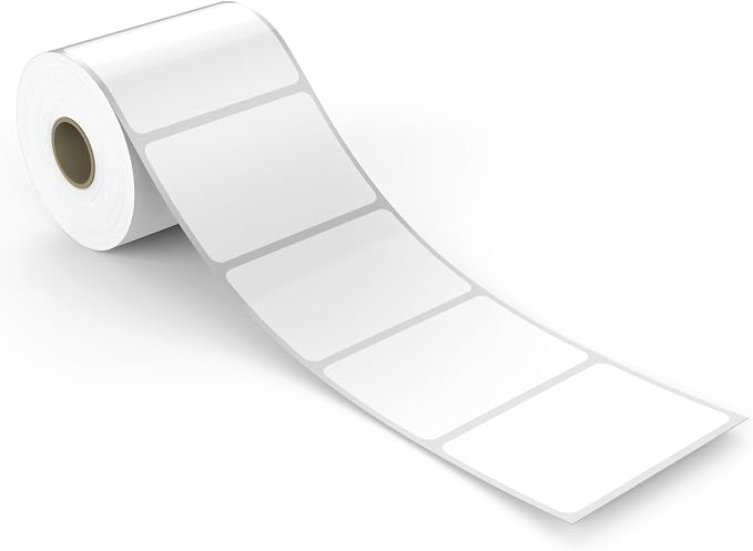 LotFancy Name Tag Stickers, 500pc Blank Labels, 3.5" x 2.25", 1 Roll, Adhesive Tags with Perforated Line for School Office Home (White)