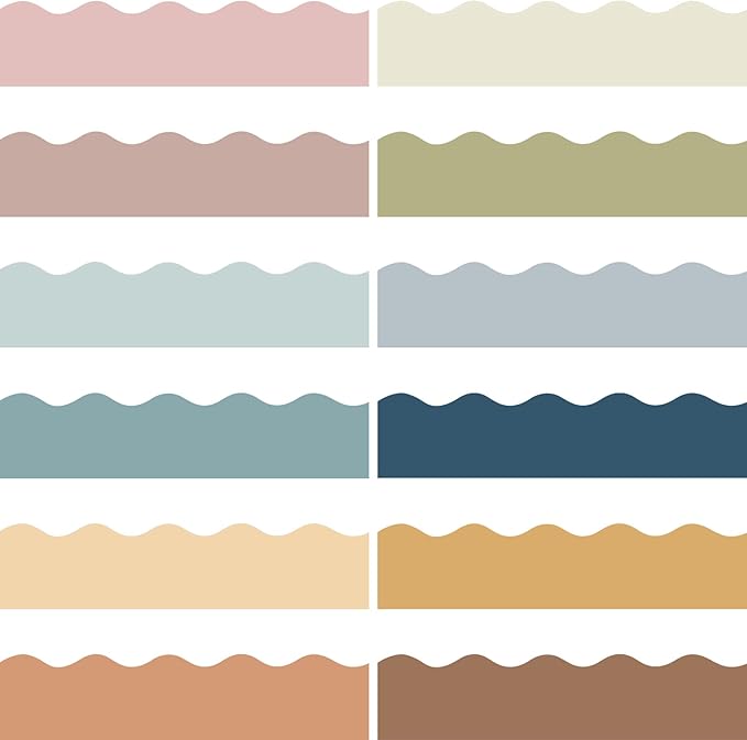 Containlol 236ft Boho Color Bulletin Board Decoration, Spring Classroom Bulletin Board Borders Soft Scalloped Trim for School Office Poster Chalkboard Whiteboard Wall Decor