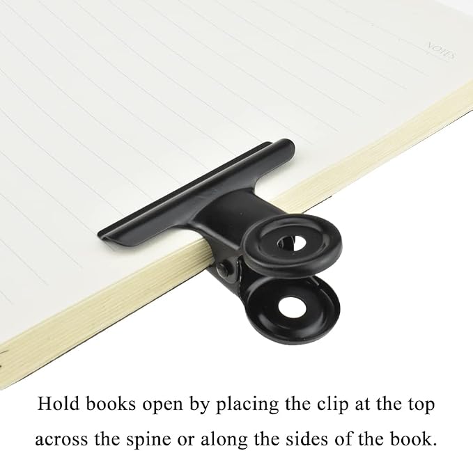 HAHIYO 2inch Black Bulldog Clips Metal File Hinge Binder Clips Clamps Save Space Strong Spring Jaws Rock Solid Grip Book Lay Flat Deburred Edge for Hang Photos Wall Grid Dog Food 13PCS