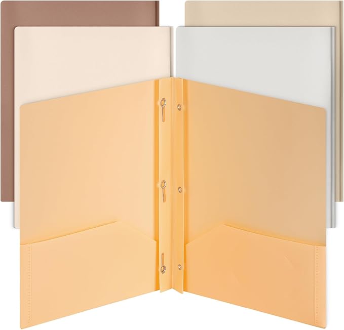 Mr. Pen- Plastic Folders with Pockets and Prongs, 5 Pack, Letter Size, Natural Color, Flexible Plastic Folders with Prongs