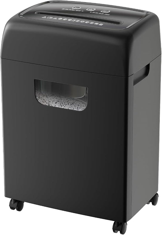 22-Sheet Heavy Duty Paper Shredder P-4 High Security Cross Cut 56 dB Ultra Quiet 9.24 Gallon Pull-Out Waste Bin for Home Office Commercial Use Shreds Cardboard Paper Credit Cards 20-Minute Run Time