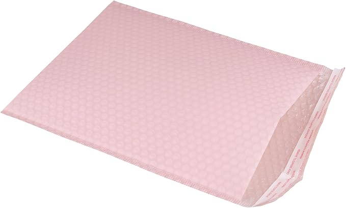 HOZEON 10 x 12 Inch Bubble Mailers 50 Pack - Waterproof Self Seal Padded Envelopes, Light Pink Shipping Bags for Books Clothes, Small Business Packaging