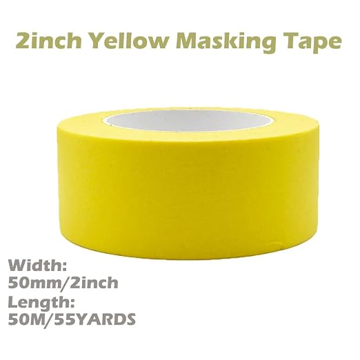 Yellow Masking Tape 2 inch x 55 Yards, Yellow Painters Tape 2 inch Wide Paper Tape for Arts DIY Crafts Painting Labeling Decoration School Projects Home Office