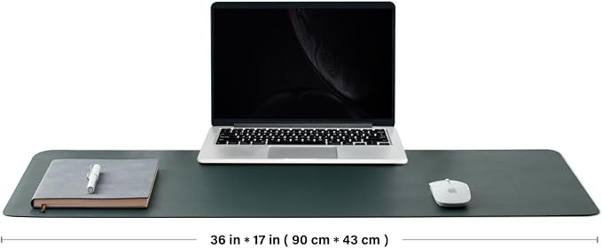 HOMIEAZICOZI Leather Desk Mat - Non-Slip PU Pad for Office and Home Organization Accessories Ideal Large Mouse Mats on Top of Desks (Dark Green,36''x 17'') (DPD-DG-L)