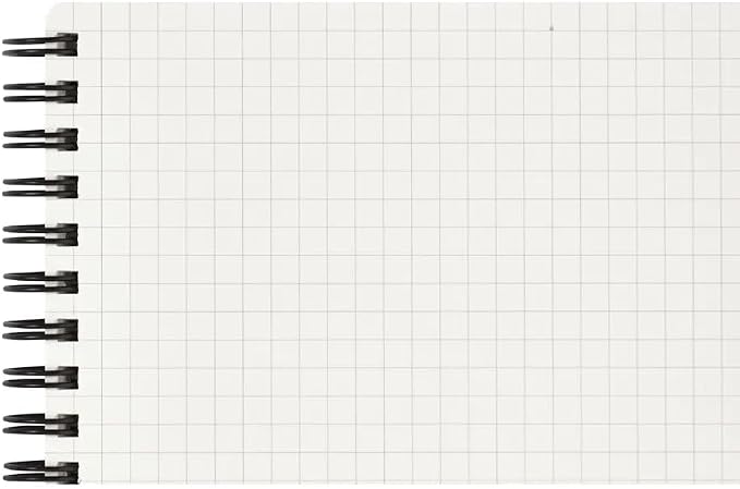 Maruman Mnemosyne Spiral Notebook, Horizontal 3.94"x7.09", 5mm Grid | Professional Black Cover, 160 Graph Pages, Twin-Wire Bound To Lay Flat, Perforated Paper, For School & Office, Made in Japan