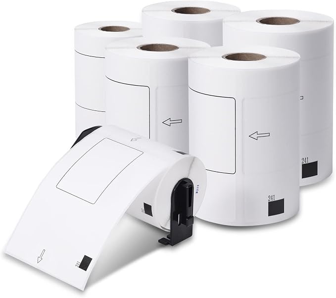 DK-1241 Replace for Brother QL-1110NWB Labels 4x6 for QL-1100 QL-1050 | QL-1050N QL-1060N Paper, Large Shipping Address Thermal Labels, 200/ Roll, Die-Cut Paper, 102mm x 152mm, 6-Rolls with 1 Frame