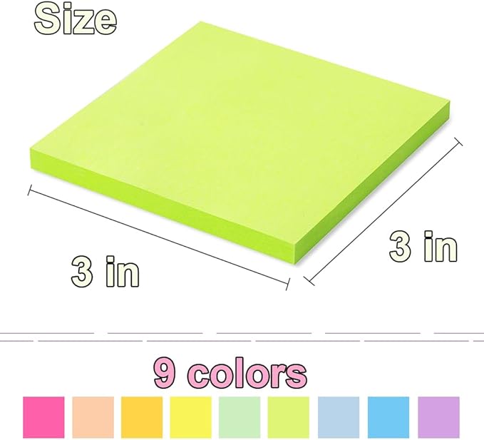 (54 Pack) Pop Up Sticky Notes Refill,3x3 in Popup Notepads,Accordion Stickies Super Sticking Power,Office School Memo Note Pads Bright Colors,Post on Windows Doors,Recyclable,Easy to Write on