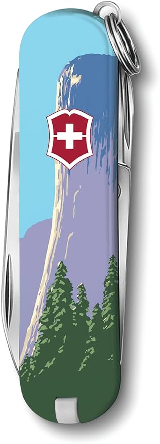 Victorinox Classic SD Swiss Army Knife, Compact, 7 Functions, Swiss Made Pocket Knife with Small Blade, Screwdriver and Key Ring - Yosemite National Park