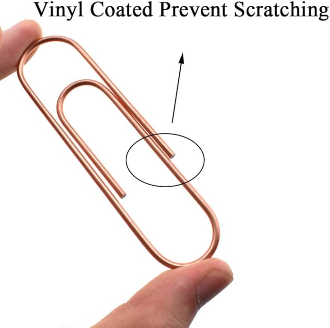 HAHIYO Paperclips 4 inch (100mm) Extra Large Paper Clips Sturdy Bright Rose Gold Vinyl Coated Prevent Scratching Tearing The Pages for Bookmark Organize Home Office School 14 Pack