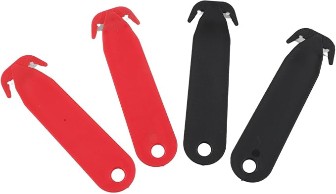 Double-Edged Safety Box Cutter for multi Tool with Stainless Steel Blade and Plastic Handle for Office Home Warehouse Dorm Room Package Opening Red Black 4 Pack Utility (black and white)