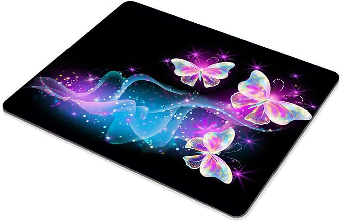 Glowing Night Pink Butterflies Mouse pad Customized Mousepad Non-Slip Rubber Base Mouse Pads for Computers Laptop Office Desk Accessories Mouse pad