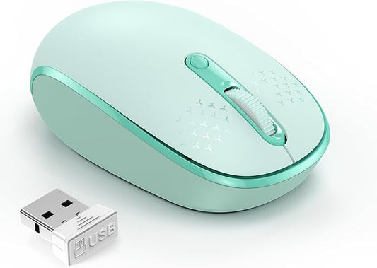 TECKNET Compact Ambidextrous Wireless Mouse for Laptop Mint Green | 2.4G Quiet Computer Mouse with USB Receiver, 3 Adjustable DPI Portable Cordless Mice for Chromebook, Laptop, PC, Mac