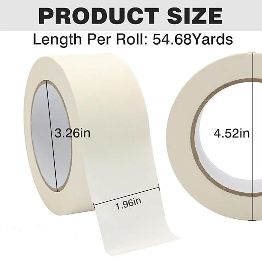 Masking Tape 2 inch Wide, Beige White Painters Tape General Purpose Tape for Crafts Painting Labeling Decoration School Projects Home Office, 2 inchX55 Yards