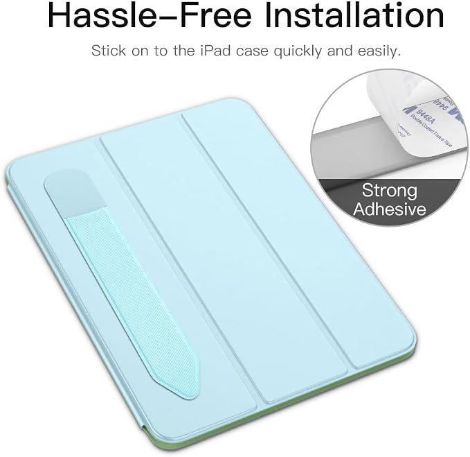 MoKo Adhesive Pencil Case Holder Sticker for Apple Pencil, Sky Blue | Elastic Adhesive Stylus Case for iPad Case Compatible with Similar Stylus Models