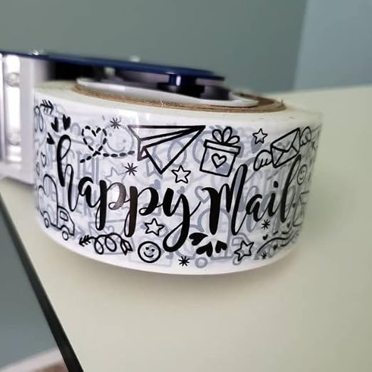 Sip & Celebrate Happy Mail© Cute Packing Shipping Tape - Small Business Packaging - Extra Large Roll - 110 YDS (330 FT)