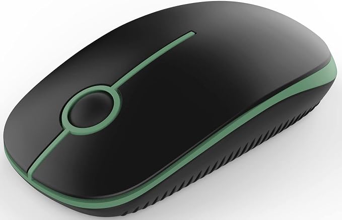 VssoPlor Wireless Mouse, 2.4G Slim Computer Laptop Mouse, Black and Green | Portable Mouse, Plug & Play USB Nano Receiver, Quiet Silent Optical Mice for Notebook, PC, Laptop, Computer, Windows, Mac