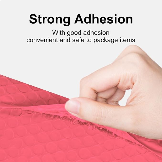 Koja Extra Thick Padded Bubble Mailers, 6x10 in, 50-Pack, Pink | Usable interior size 6x9 in. Self-seal closure for secure packaging. Ideal for shipping and small business mailing.