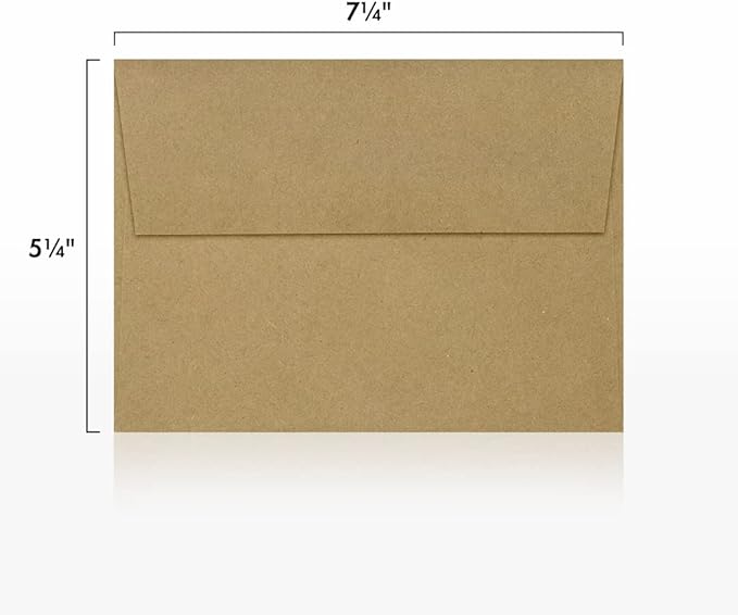 LUXPAPER A7 Invitation Envelopes for 5 x 7 Cards in 80 lb. Grocery Bag, Printable Envelopes for Invitations, w/Peel and Press Seal, 500 Pack, Envelope Size 5 1/4 x 7 1/4 (Brown)