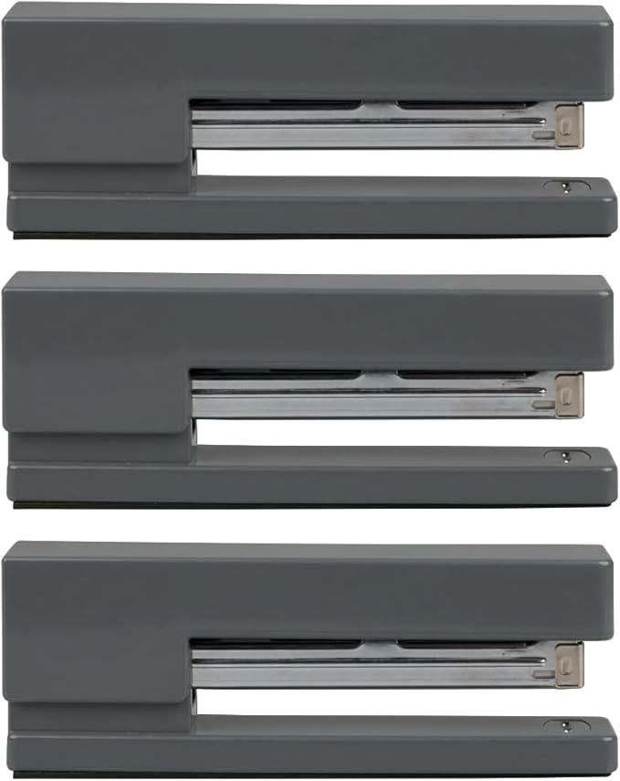 JAM PAPER Modern Desk Stapler - Grey - 3/Pack