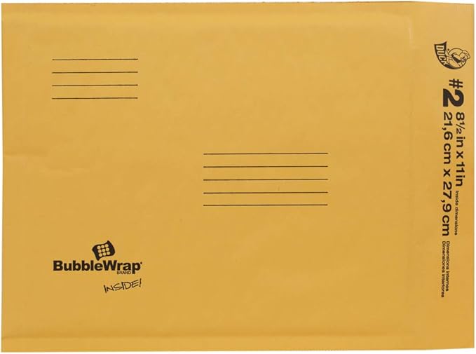 Duck Brand Kraft Bubble Mailers, #2 - 8.5 x 11 Inches, 25-Pack (394492)