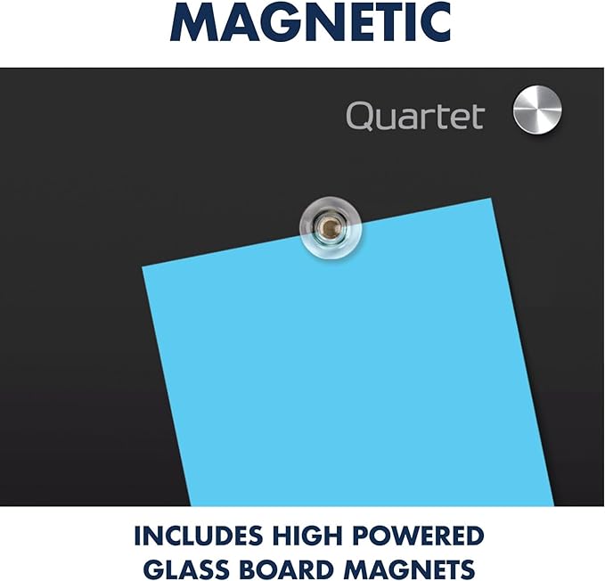 Quartet Magnetic Dry Erase Board, 24" x 18" Glass Whiteboard for Wall, Infinity, Black (G2418B)