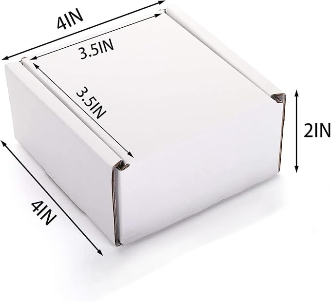 Cedilis 75 Pack Corrugated Mailer, 4x4x2 Inches Shipping Boxes, Small Cardboard Box for Shipping Mailing and Storing, Recyclable, Crush Proof, Oyster White