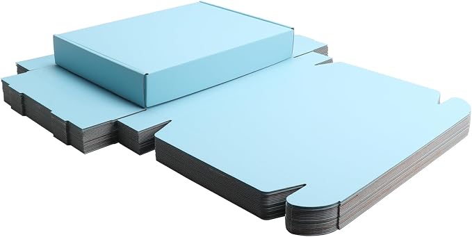 Blue Shipping Packaging Boxes Mailers E-Commerce Packing 20Pcs13×9×2 Inch | Corrugated cardboard Wraps,flat pre-folded easy assembly,online store daily shipping parcels,gifts boxes,cross-border mailing