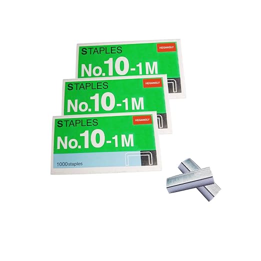 3000pcs No.10 Staples, for Max HD-10D,Bostitch Mini,Old TOT,and Other Mini Stapler Using No.10 Staples(Smaller Than Standard Staple,Size: W 0.37" x H 0.19" x L 0.98").Silver
