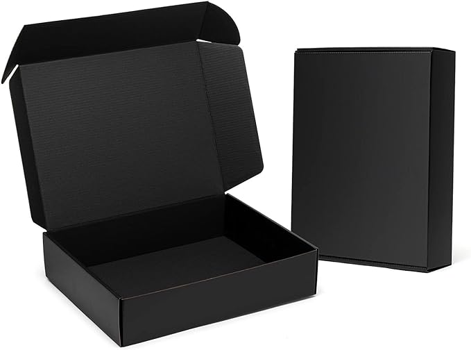 Timirog Shipping Boxes 13x10x3 Inches 20 Pack Black Corrugated Cardboard Mailing Box for Small Business, Tab Locking Literature Mailer Packaging Supplies for Packing Book Gifts Craft | Mailing Box for Small Business, Tab Locking Literature Mailer Packa...