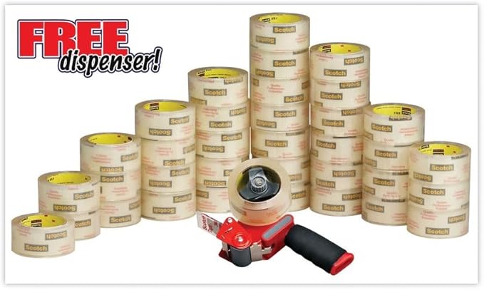 Scotch Commercial Grade Shipping Packaging Tape 3750-CS36ST, 1.88 in x 54.6 yd (48 mm x 50 m), Case Value Pack, 6 Packs per case