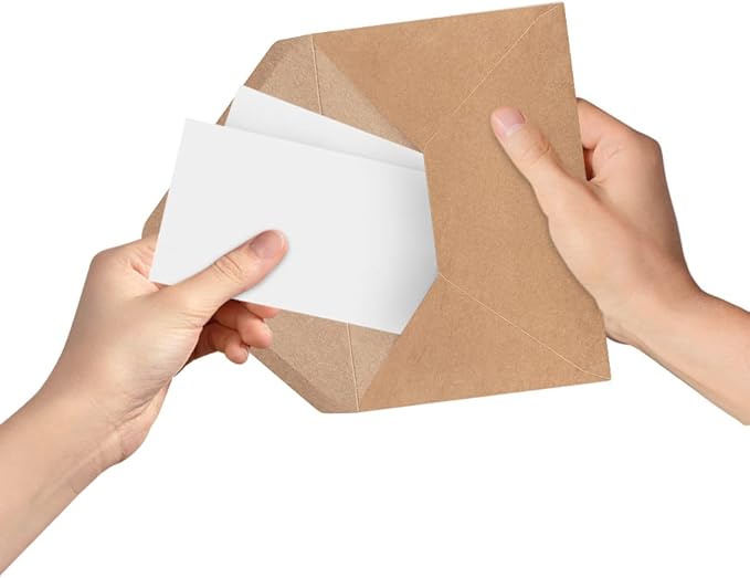 50 Packs of A7 Envelopes for Invitation, Kraft 5x7 Envelopes with V Flap, Great for Graduation, Invitation, Baby Shower, Wedding and RSVP Cards (Brown)