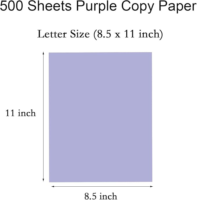 Colored Paper, Purple Copy Printer Paper, Lavender Lightweight Construction Paper for Crafting & Office School Supplies, 8.5x11inch-1 Ream