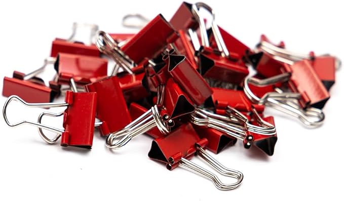 JAM PAPER Colorful Binder Clips - Extra Small - 3/5 Inch (15 mm) - Red Binderclips - 30/Pack