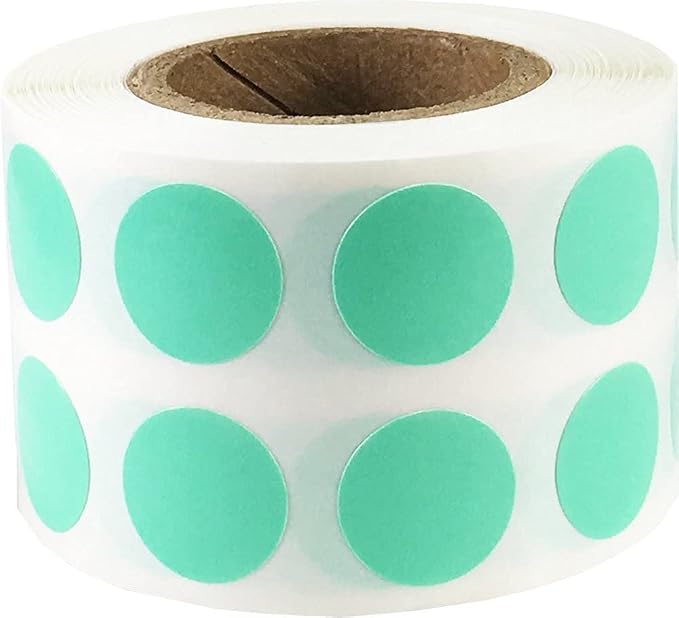 Wintergreen Color Coding Labels for Organizing Inventory 0.50 Inch Round Circle Dots 1,000 Total Adhesive Stickers On A Roll