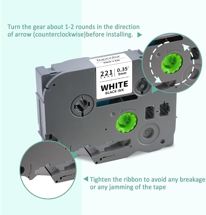 6PK Tz Tape 9mm 0.35" Laminated Compatible for Brother 9mm Colored Label | Tze-221 Tze-121 Tze-421 Tze-521 Tze-621 Tze-721 P Touch Tze 3/8" Label Maker Tape for PTD200 PTD210 PTH110 PTD220 PT1750 ﻿