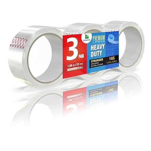 Clear Packing Tape, Heavy Duty Packaging Tape 1.88 inch x 55 Yards Refill Roll for Shipping Mailing Moving [Ultra Strong - Super Thick] (3 Rolls / 165 Total Yards)