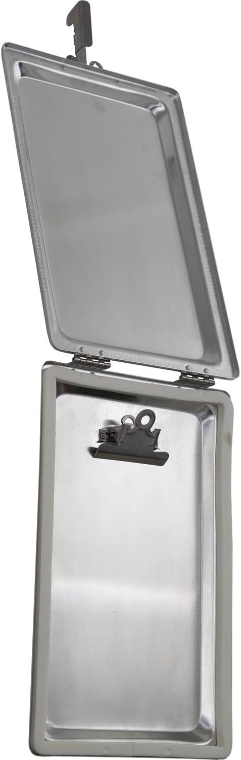 Buyers Products 5201103 Aluminum Clipboard Document Holder, Silver Plain Finish Record Box for 6 in x 9 in Papers, Dry Secure Storage for Packing Slips, Work Licenses and Permits