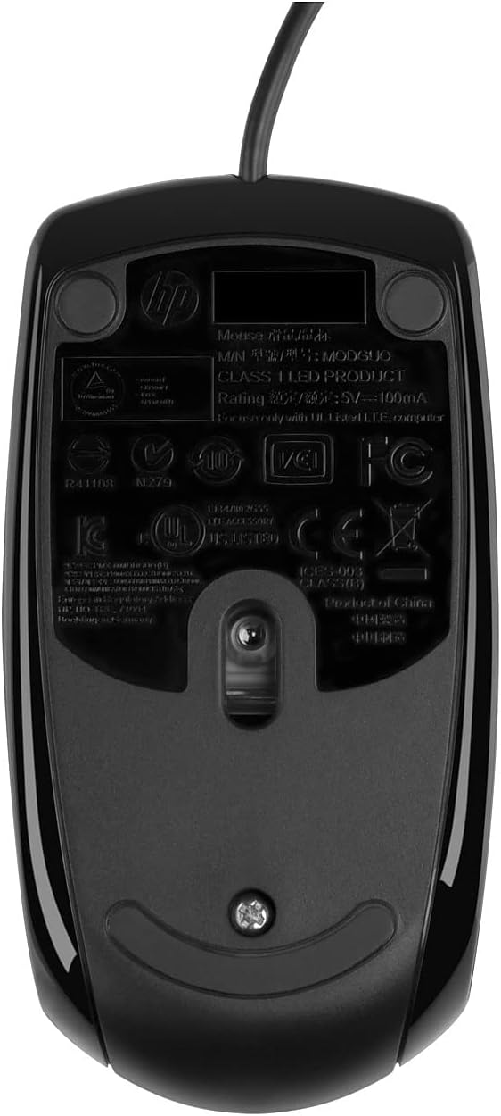 HP E5E76AA#ABA X500 - Wired USB Mouse for Windows PC Desktop, Laptop, Notebook, Mac, computerand Chromebook, for Righty or Lefty Use ,Black