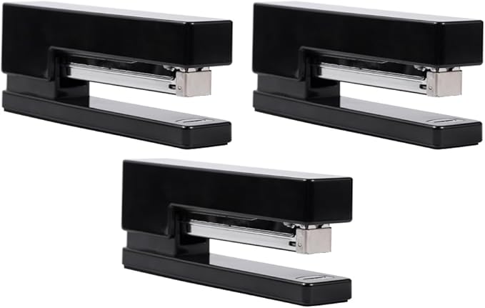 JAM PAPER Modern Desk Stapler - Black - 3/Pack