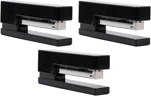 JAM PAPER Modern Desk Stapler - Black - 3/Pack