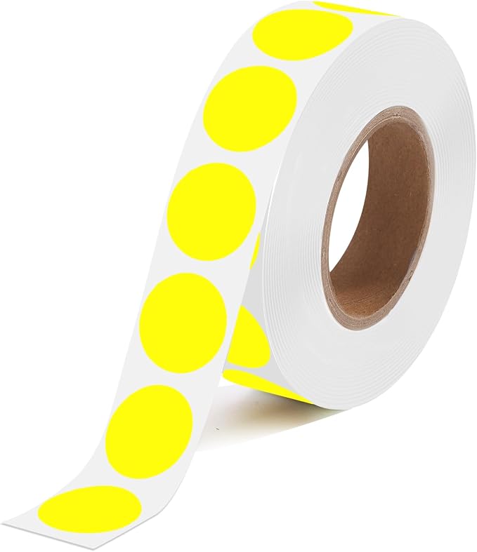 1000 Pcs Yellow Round Stickers 1/2 Inch Color Circle Dot Stickers Small Code Labels for Office Shop Yard Sale Home Classroom Marking (Yellow)