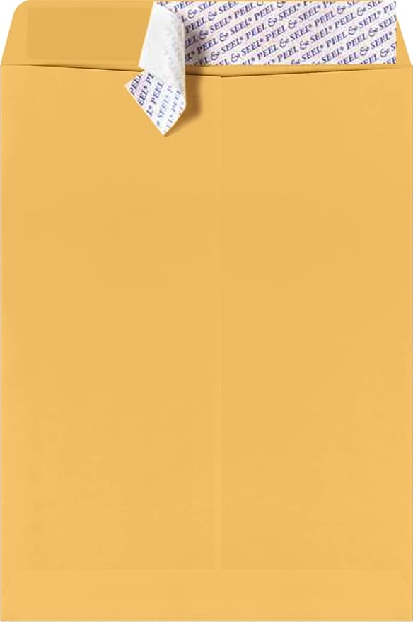 LUXPaper 9 x 12 Open End Envelopes | Peel & Press | Brown Kraft | 28lb. Text | 1,000 Qty