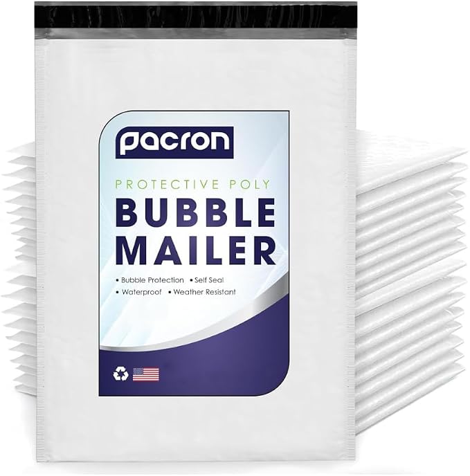 Waterproof Self-Seal Padded Poly Bubble Mailers 8.5x12, 1000-Pack | Ideal for books, apparel, electronics & beauty products. Lightweight, tear-resistant, cushioned interior protects contents.