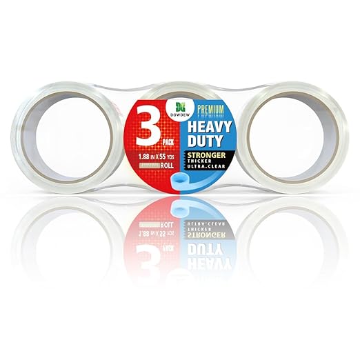 Clear Packing Tape, Heavy Duty Packaging Tape 1.88 inch x 55 Yards Refill Roll for Shipping Mailing Moving [Ultra Strong - Super Thick] (3 Rolls / 165 Total Yards)